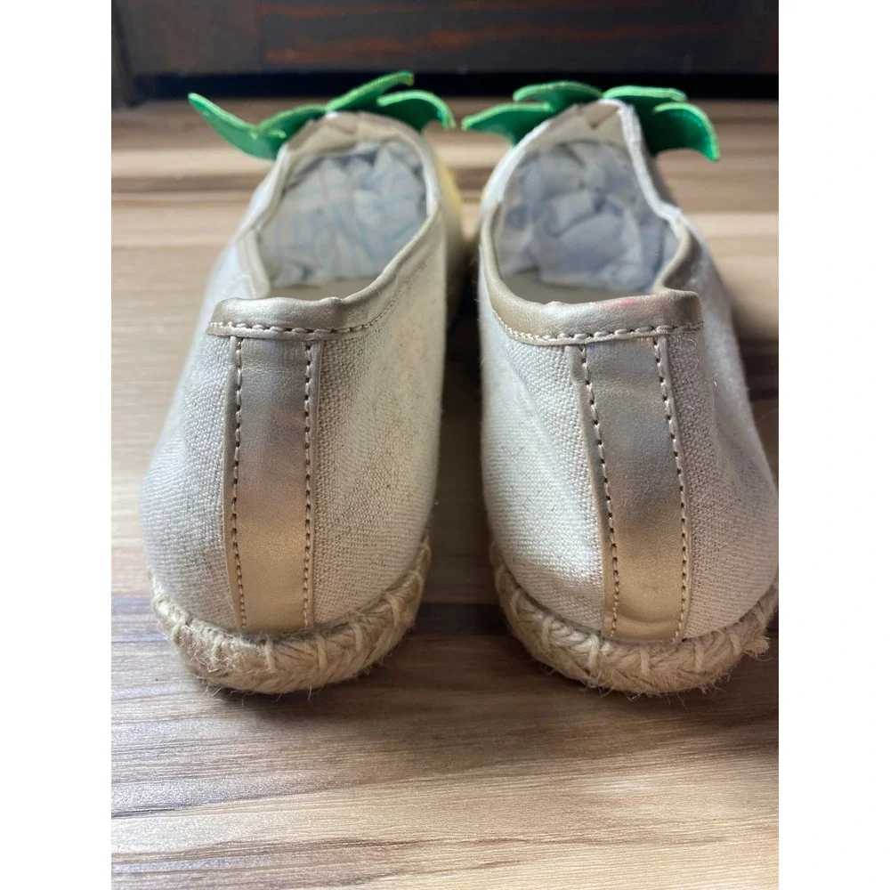Avon Cushion Walk Pineapple Espadrille Flats Yellow Canvas Slip On Shoes Size 8